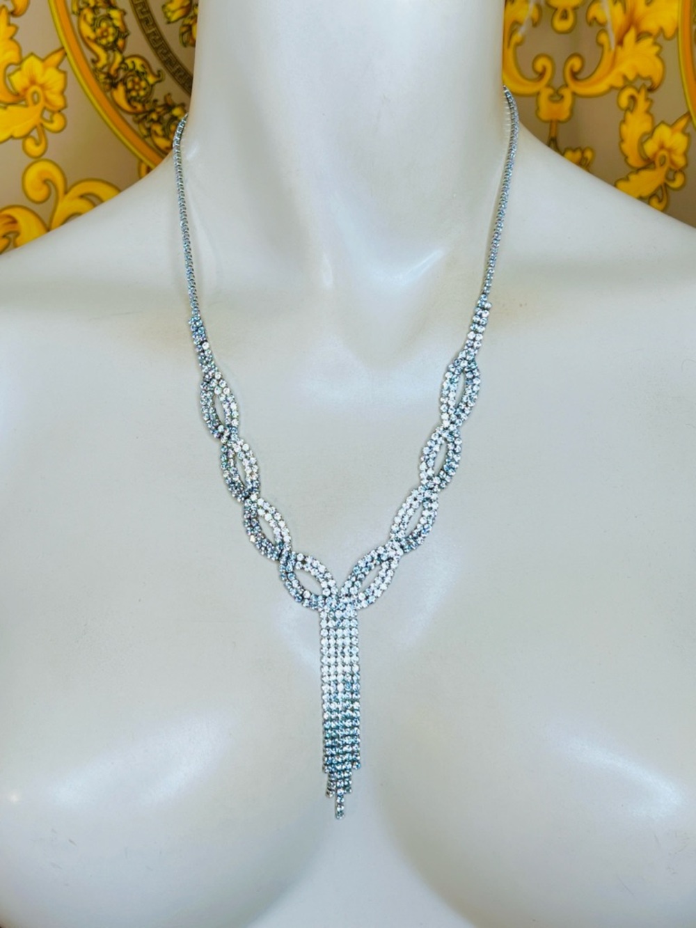 White gold plated CZ diamond 18” to 21” necklace bling adjustable